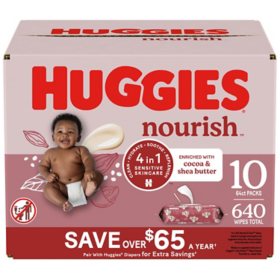 Huggies Nourish & Care Scented Baby Wipes, 10 Packs 640 ct.