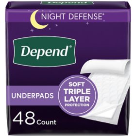 Depend Night Defense Incontinence Bed Pads, Triple Layer, 48 ct.