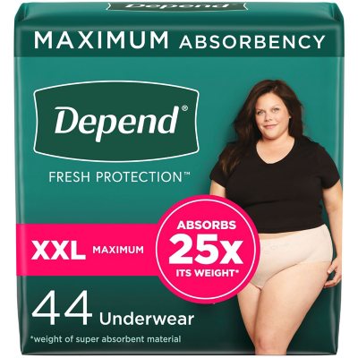 Depend Fresh Protection Adult Incontinence Underwear for Women, XXL (44  ct.) - Sam's Club