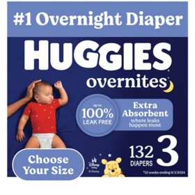 Huggies Overnites Nighttime Baby Diapers, Sizes 3-7