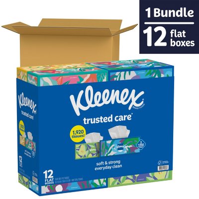 Kleenex Trusted Care 2-ply Facial Tissues, Flat Boxes (160 tissues