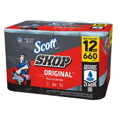 Bro-Tex ST50B 12 x 12 Blue Cotton Shop Towels, 50 Rags/Bundle