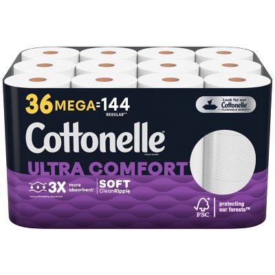 Cottonelle Ultra Comfort Toilet Paper (36 Mega Rolls, 268 sheets/roll) - Sam's Club