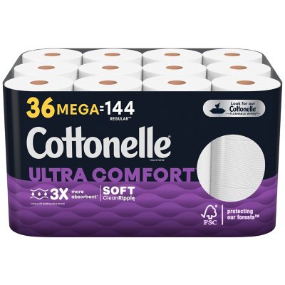 Cottonelle Ultra Comfort Toilet Paper (36 Mega Rolls, 268 sheets/roll