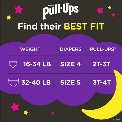 Pull-Ups Girls' Night-Time Training Pants, 3T-4T (32-40 lbs), 60 Ct (Select  for More Options)