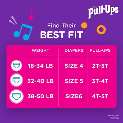 Pull-Ups Girls' Potty Training Pants Training Underwear Size 6, 4T