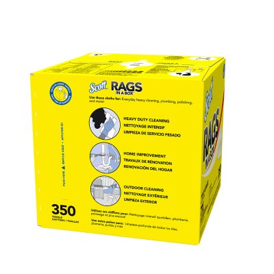 Scott® Rags In A Box™ (75260), White, 200 Rags/Box, 8 Boxes/Case, 1,600 Rags /Case