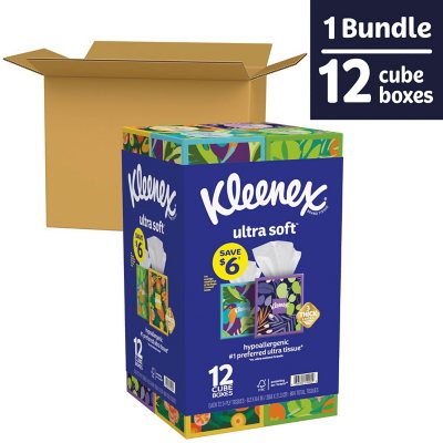 Kleenex Ultra Soft 3-Ply Facial Tissues, Cube Boxes (72 tissues