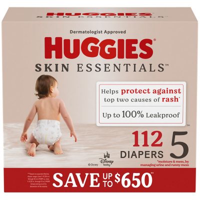 Huggies, Skin Essentials Baby Diapers, Size: 5, 27+ lbs, 112 ct.