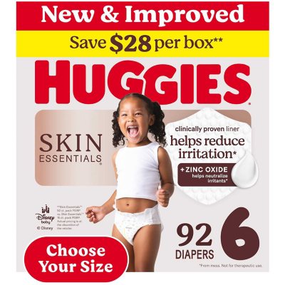 Huggies, Skin Essentials Baby Diapers, Size: 6, 35+ lbs., 92 ct.:- Size 6, 35+ lbs., 92ct.