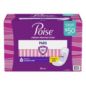 Poise Incontinence Pads for Women, Ultimate Absorbency, 96 ct.