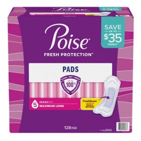 Poise Postpartum Incontinence Pads, Max Absorbency, 128 ct.