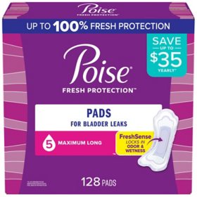 Poise Postpartum Incontinence Pads, Max Absorbency, 128 ct.