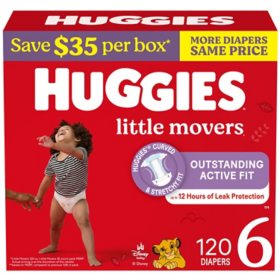Huggies Little Movers Baby Diapers, Size 3-7
