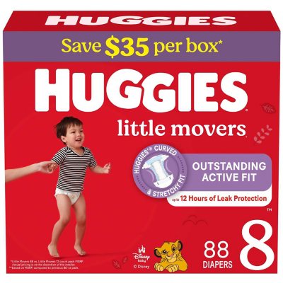 Huggies Little Movers Baby Diapers, Size 3-8 - Sam's Club
