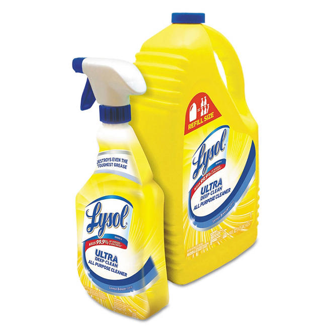 Lysol Ultra Deep Clean All-Purpose Cleaner, Lemon Breeze Scent (32oz.Bottle plus144oz.Refill Bottle)