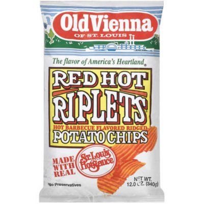 Old Vienna of St Louis (Red Hot Riplets Hot BBQ Flavored , 5oz 3 Pack)