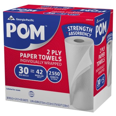 POM - Paper Towels - 2-Ply - 85 Sheets - 30 Rolls - Sam's Club