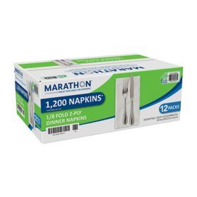 Marathon 1/8 Fold 2-Ply White Dinner Napkin, 12 pks., 100 napkins/pk.