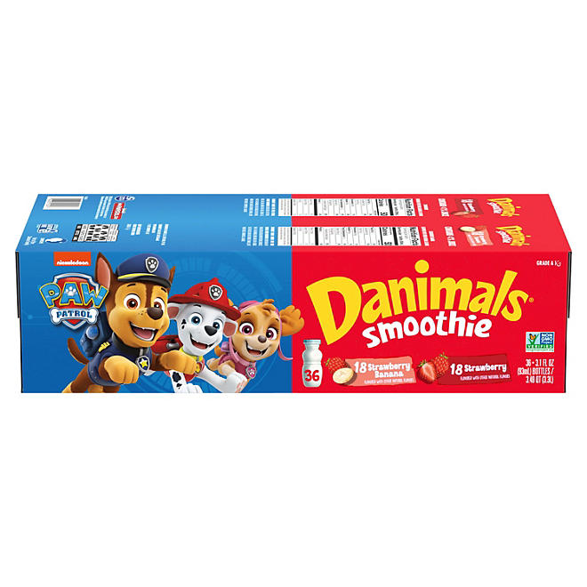 Dannon Danimals Smoothies Strawberry Variety Pack (3.1 fl oz. bottle, 36 ct.)