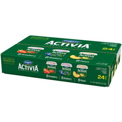 Activia Probiotic Low Fat Yogurt Variety Pack 4 Oz Pack Of 24 Cups