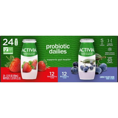 Activia Blueberry and Strawberry Probiotic Low Fat Yogurt Cups, 12