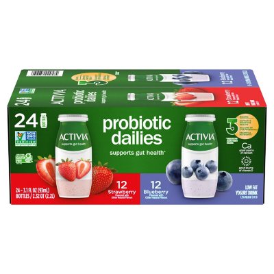 Activia Blueberry and Strawberry Probiotic Low Fat Yogurt Cups, 12