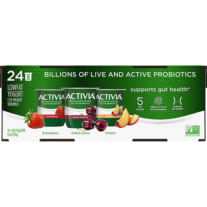 Activia Probiotic Lowfat Yogurt Variety Pack 4 oz., 24 ct.