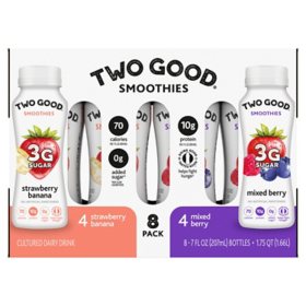Two Good Strawberry Banana and Mixed Berry Smoothie Drink (7 fl. oz., 8 pk.)