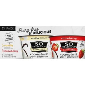 So Delicious Dairy-Free Vanilla and Strawberry Coconut Milk Yogurt Alternative (12 ct.)