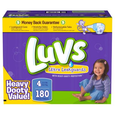 Luvs Ultra Leakguard Diapers, Size 4 (22-37 lbs), 180 ct. - Sam's Club