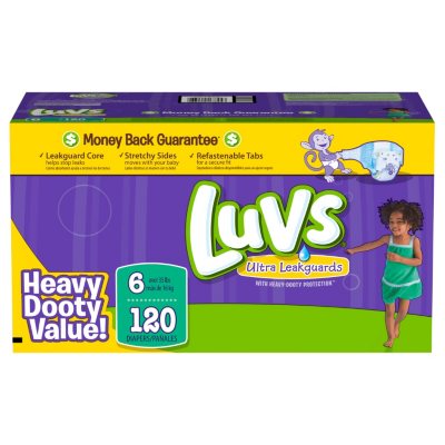 Luvs Size 6 Baby Diapers 35+ lb - 64 ct box