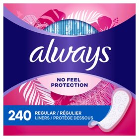 Always Daily Thin Liners, Unscented, Regular, 240 ct.