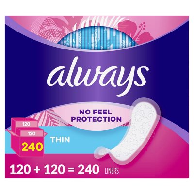 Always Daily Thin Liners, Unscented - Regular (240 ct.) - Sam's Club
