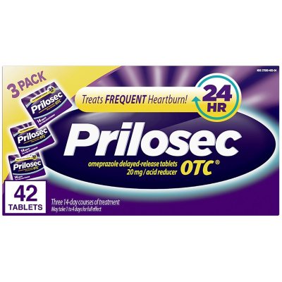 Prilosec OTC Omeprazole Heartburn Medicine and Acid Reducer Tablets, Proton  Pump Inhibitor (42 ct.) - Sam's Club