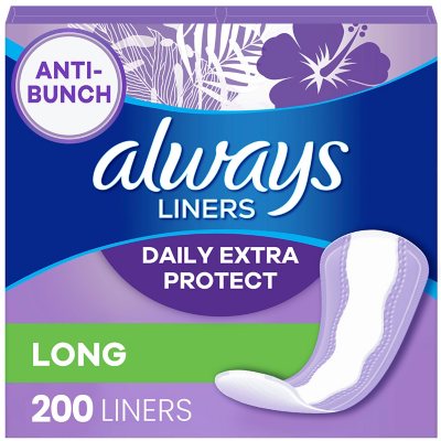 Always Anti-Bunch Xtra Protection Daily Liners, Unscented - Long (200 ct.)