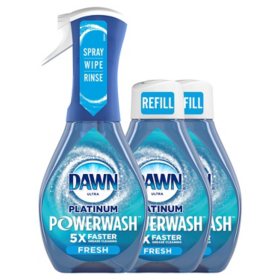 Dawn Platinum Powerwash Dish Spray Bottle Set, Fresh Scent, 1 Spray Bottle + 2 Refills, 48 fl. oz.