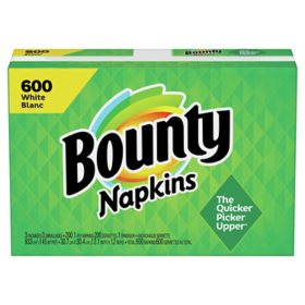 Bounty 1-Ply Paper Napkins, White, 12.1" x 12"  600 ct.