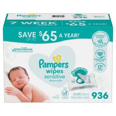 Pampers Sensitive Baby Wipes, Fragrance Free (936 ct.) - Sam's Club