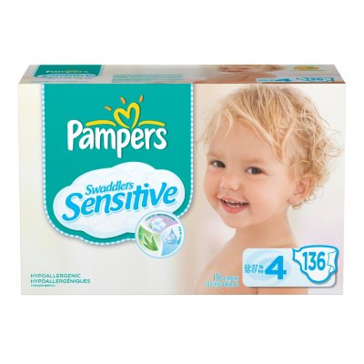 Pampers Swaddlers Sensitive Diapers, Size 4 (22-37 lbs.), 136 ct. - Sam ...