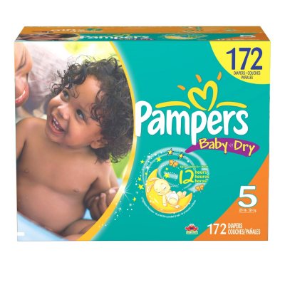 Pampers Baby Dry Diapers, Size 5 (27+ lbs.), 172 ct. - Sam's Club