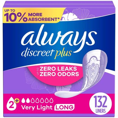 Always Discreet plus Incontinence Liners for Women, Very Light Long (132  ct.) - Sam's Club