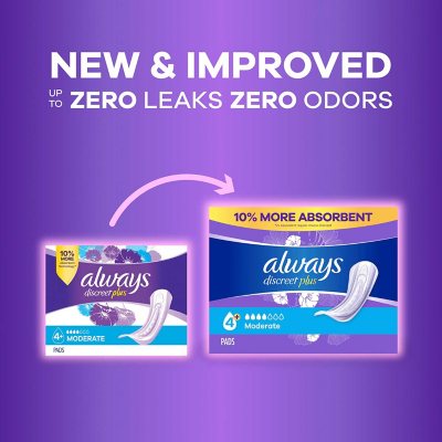 Always Discreet plus Incontinence & Postpartum Pads for Women, Moderate  (153 ct.)