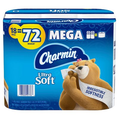 Charmin Ultra Strong Super Mega Roll Toilet Paper, 18 rolls - Baker's