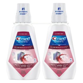 Crest 3D White Glamorous White Alcohol-Free Whitening Mouthwash, Arctic Mint, 32 oz., 2 pk.