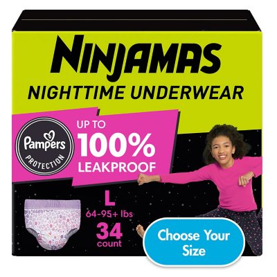 Pampers Ninjamas Nighttime Bedwetting Underwear Girl' - Size L/XL - 34ct