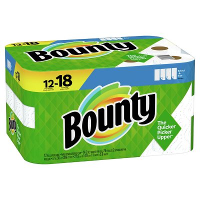 White 12 Rolls Bounty Select-A-Size Paper Towels 2x More Absorbent