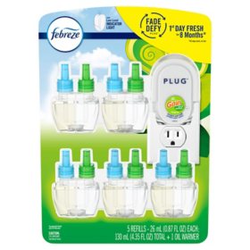 Febreze Fade-Defy PLUG Odor-Fighting Air Freshener, Original Gain (1 warmer + 5 refills)