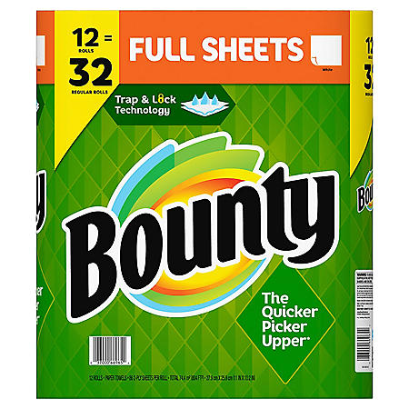 Bounty Full-Sheet Paper Towels, White (86 sheets/roll, 12 ct.)
