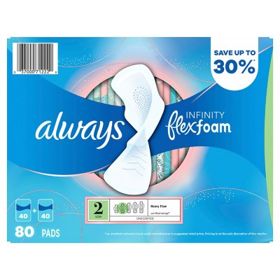 Always Infinity Super Absorbency Avec Flex Foam Pads - Unscented - Size 2 -  46ct 46 ct